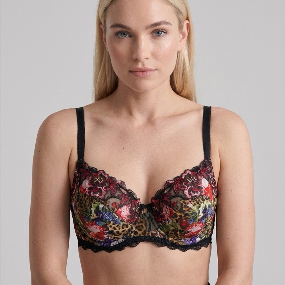 Lise Charmel Embroidered Floral Leopard Underwire Bra — Multicolor